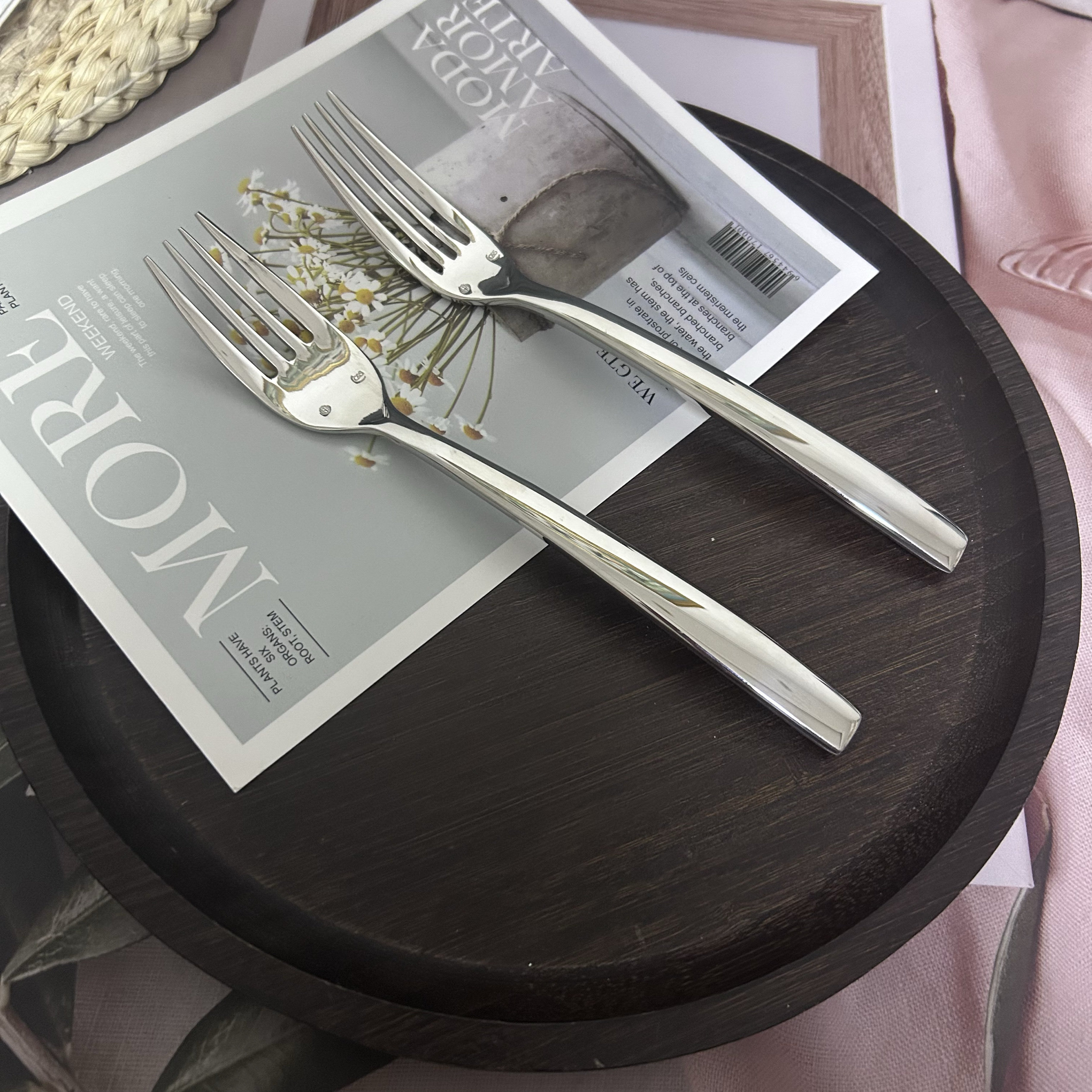 法国cs大棒料18/10不锈钢高端牛排叉水果叉甜品叉蛋糕叉西餐叉304