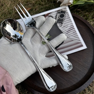 法国弓箭CS牛排叉勺18/10不锈钢圆勺吃饭复古宫廷风西餐勺大餐勺