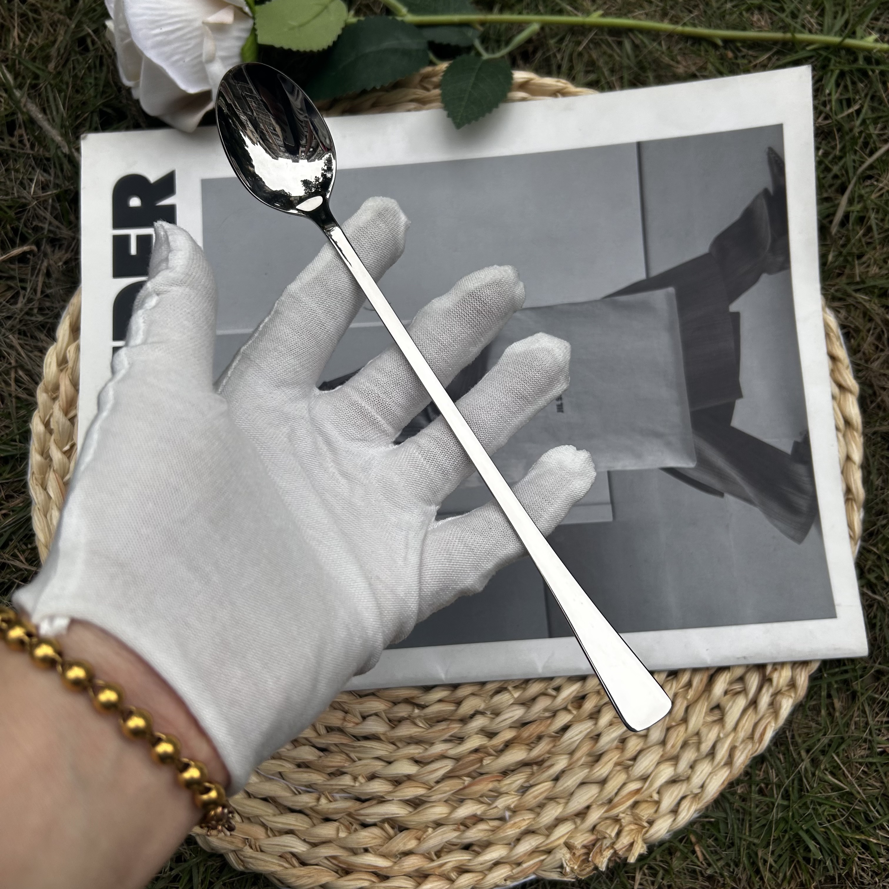 Lockhart304不锈钢长柄奶粉搅拌勺搅拌棒调料加长咖啡勺冰勺甜品