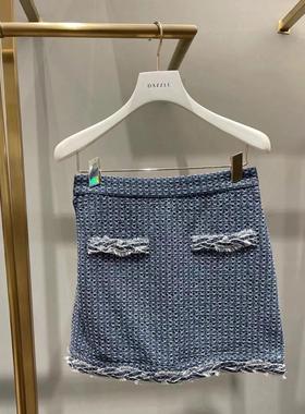 2H4RI04折DAZZLED素国内正品代购2023冬蓝色牛仔半裙吊牌1199