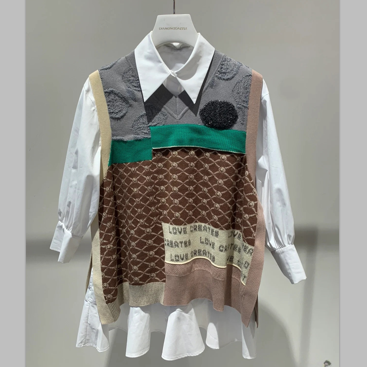 2E1O677折DAZZLE地素国内正品代购2022春两件套连衣裙吊牌2699
