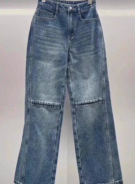 2H4R408折DAZZLED素国内正品代购2023冬蓝色牛仔直筒裤吊牌1299