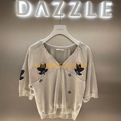 2H3E530折DAZZLE地素国内正品代购2023秋嵌花拼接开衫吊牌1599