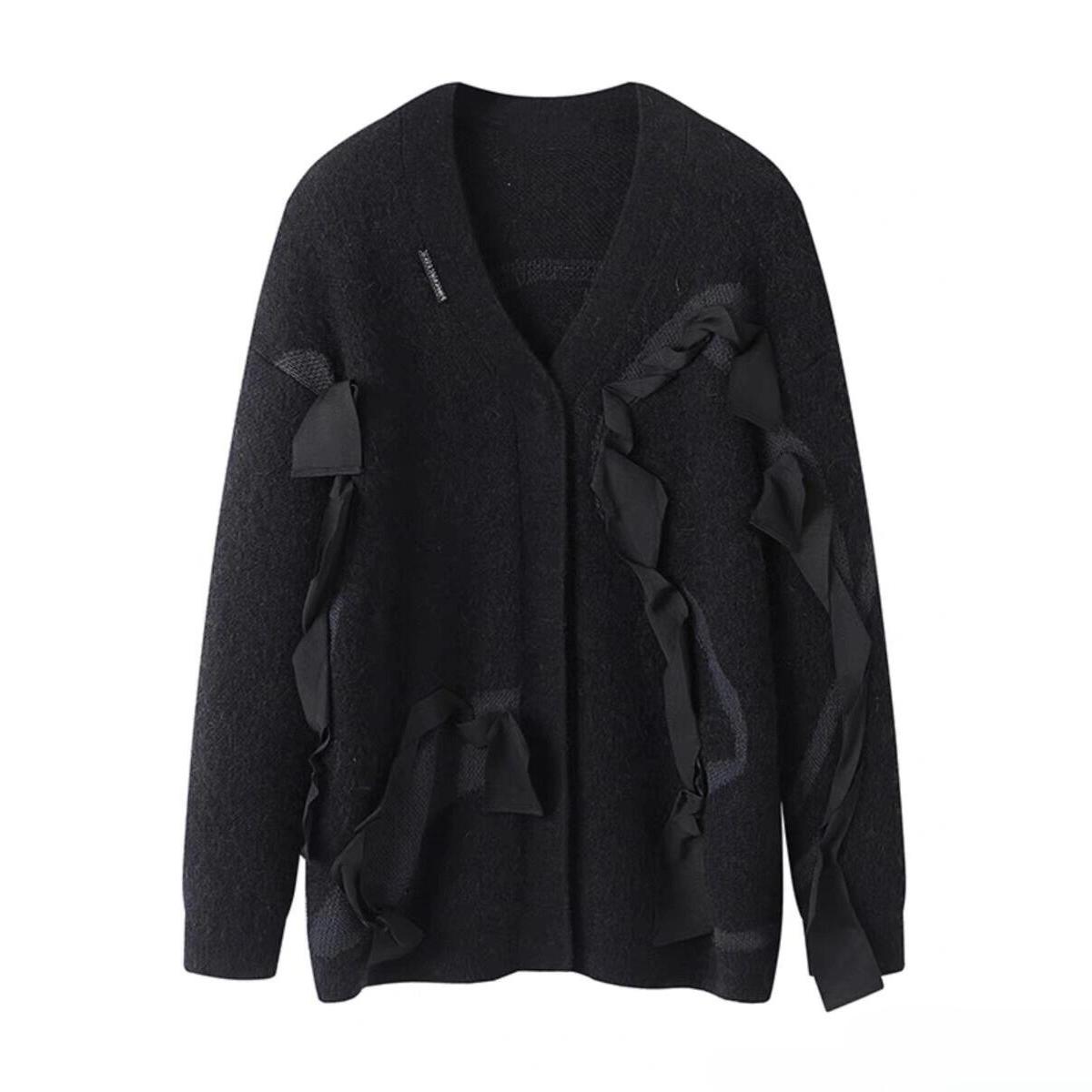 2H4E551折DAZZLE地素国内正品代购2023冬马海毛飘带开衫吊牌2799