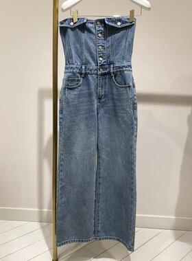 2H1R902折DAZZLED素国内正品代购2023春蓝色牛仔连体裤吊牌1999