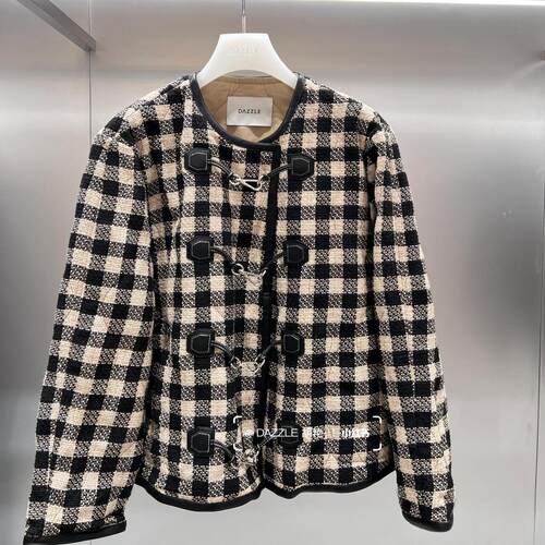 2H4H308折DAZZLED素国内正品代购2023冬格子棉服外套吊牌3299