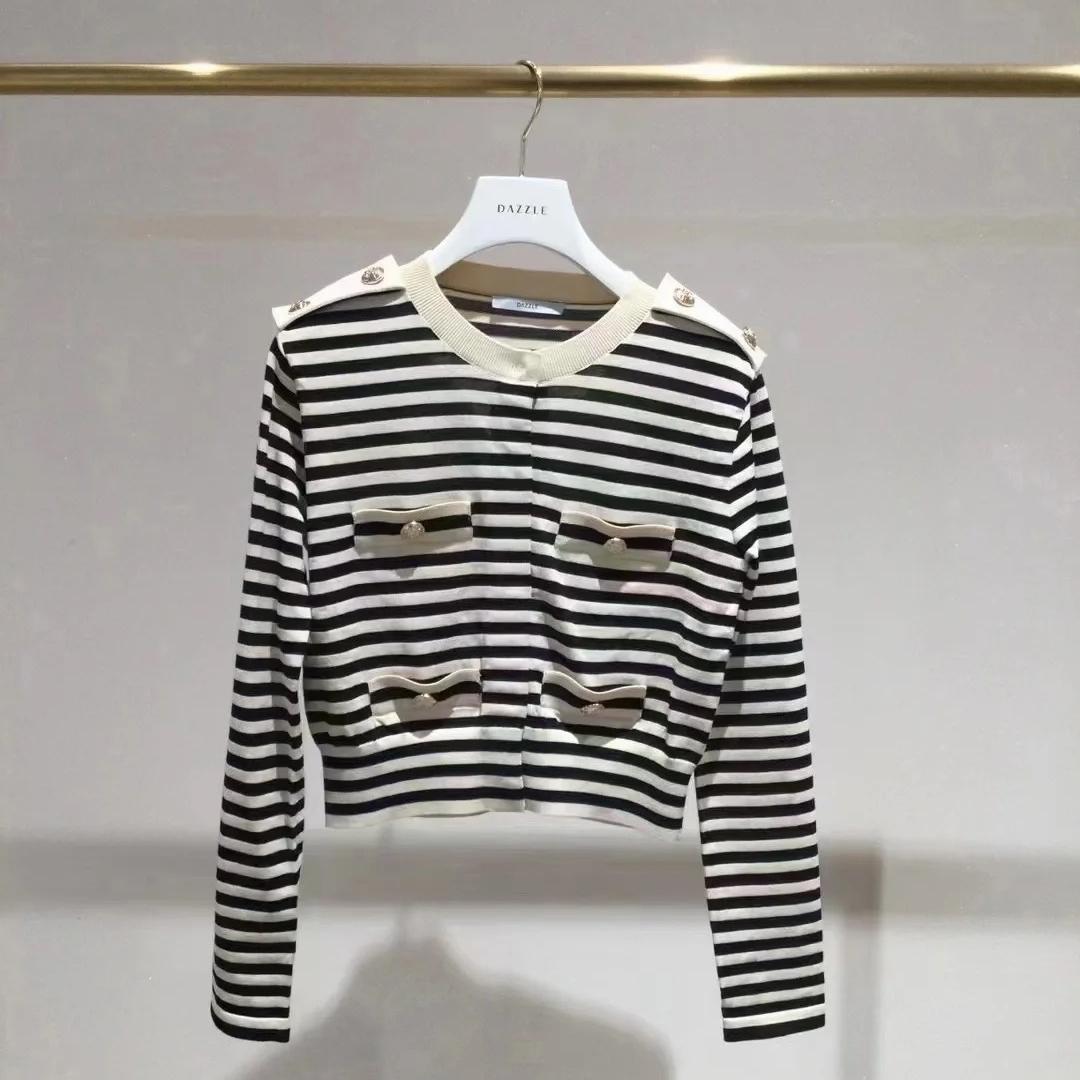 2H3E520折DAZZLE地素国内正品代购2023秋针织条纹开衫吊牌1499