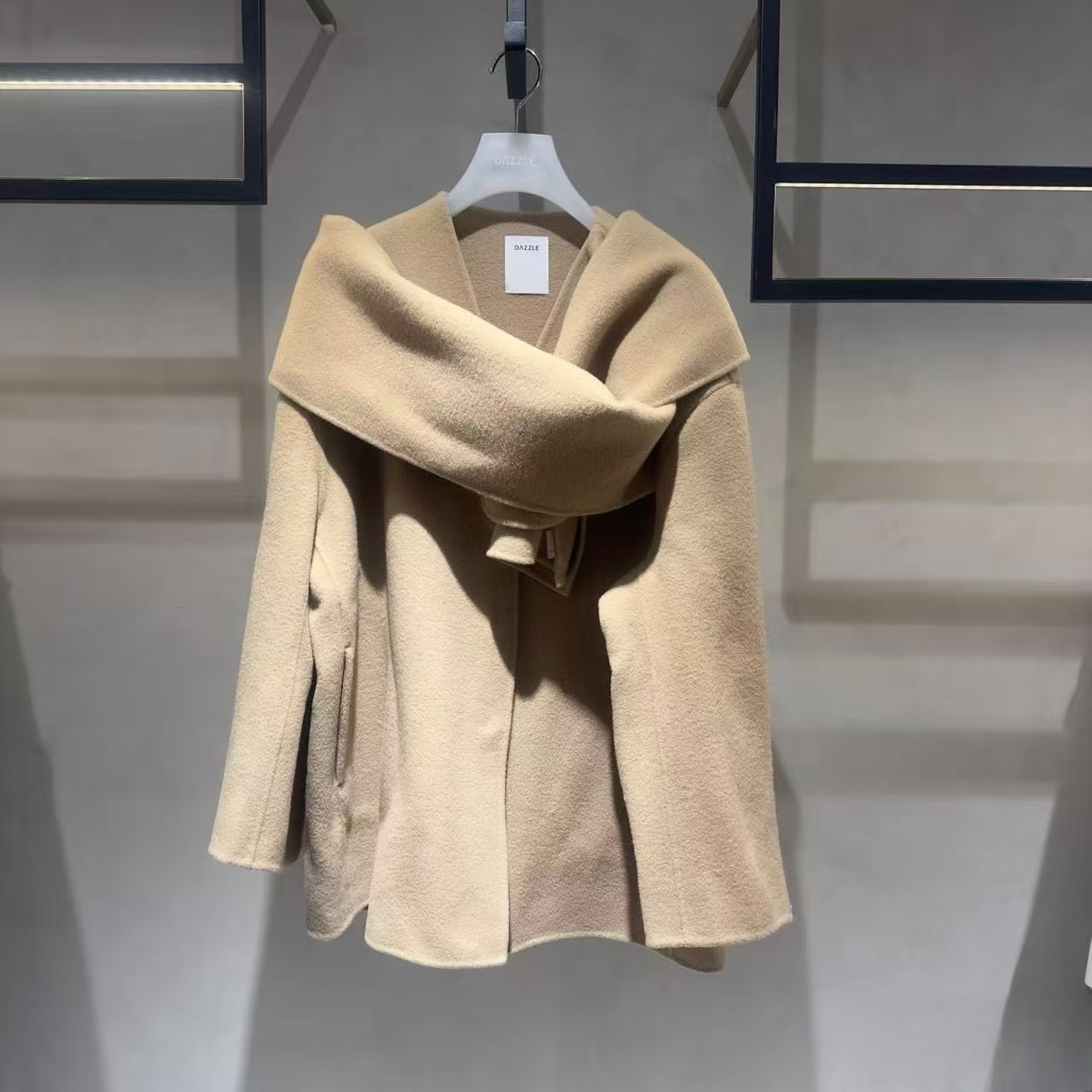 2I4G226折DAZZLE地素国内正品代购2024冬浅卡其色长大衣吊牌3699