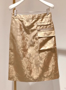 2H1S309折DAZZLED素国内正品代购2023春土黄色提花半裙吊牌1299