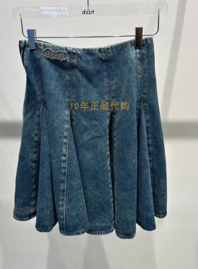3I4R120折dzzitD素国内正品代购2024冬蓝色牛仔短裙吊牌995