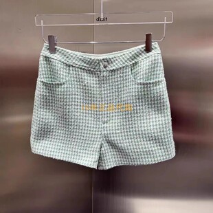 3I2Q103折dzzit地素国内正品代购2024夏浅绿色粗花呢短裤吊牌865