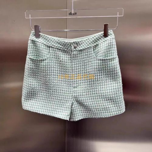 3I2Q103折dzzit地素国内正品代购2024夏浅绿色粗花呢短裤吊牌865