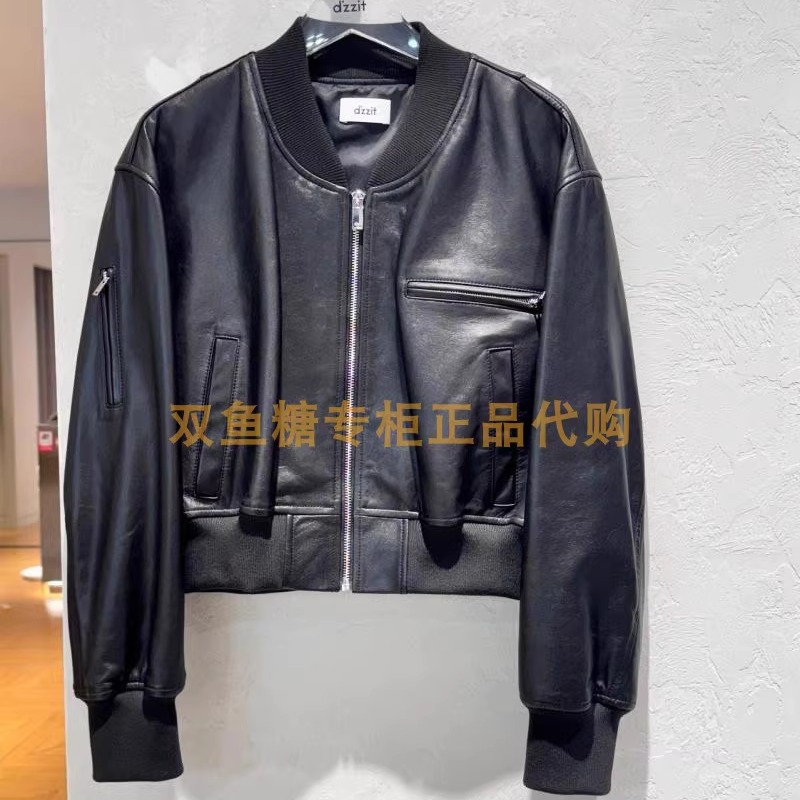 3H3L401折dzzit地素国内正品代购2023秋真皮夹克吊牌4990