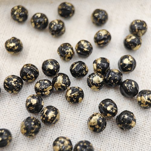 10颗装 进口捷克珠6mm百搭复古洒金黑南瓜珠手工手作diy串珠材料