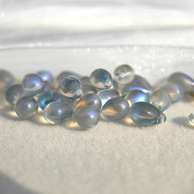 2颗装 进口捷克珠6x9mm透灰镀彩水滴珠泪珠手串饰品DIY材料