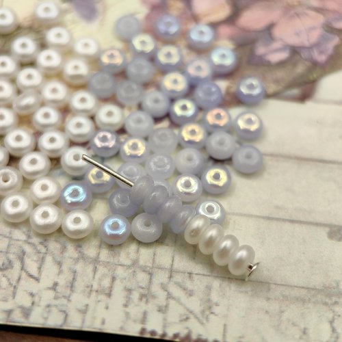 10颗装 进口捷克珠4mm2色贝果百搭经典配珠手工串珠饰品DIY材料