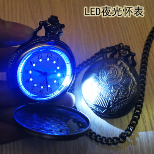 LED灯发光 复古机械中国风可放照片定制女学生电子 怀表夜光男款