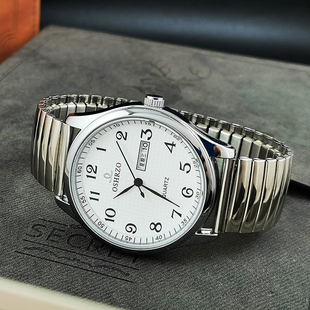 中老年人手表男款女式老人电子老式专用防水石英表双日历星期机械