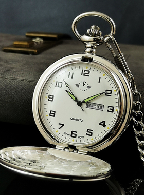 双日历怀表带星期男款学生复古女款可放照片定制初中生电子机械