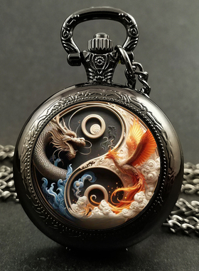 龙凤呈祥生肖怀表男款学生复古怀旧女中国风高颜值图腾纪念表石英