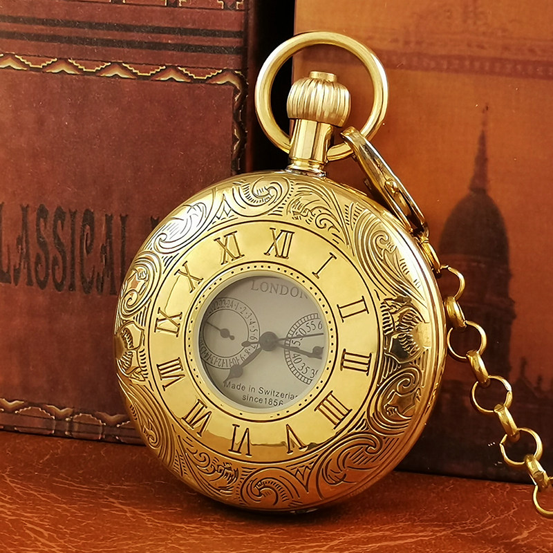 高级纯铜纯机械怀表复古男款老式发条上海罗马黄铜老年人翻盖高端