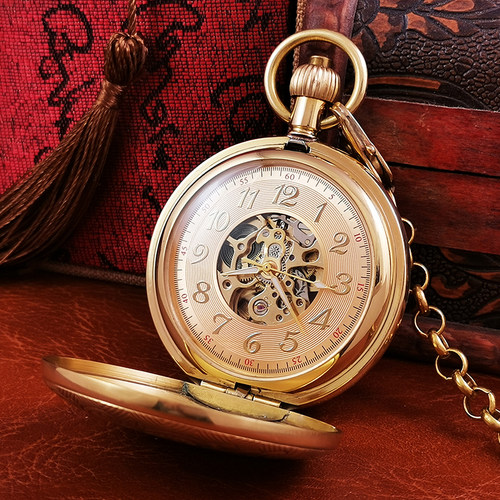 全自动机械怀表纯铜男女复古翻盖怀旧定制照片刻字项链表古董挂表