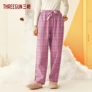 亲肤舒适宽松休闲格子保暖家居裤 三枪睡裤 女全棉纯棉彩格秋冬新品
