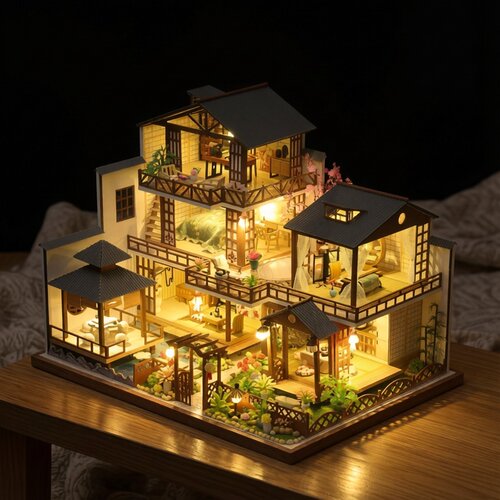 新款古风建筑模型DIY小屋森之庭木质手工拼装大别墅玩具创意礼物