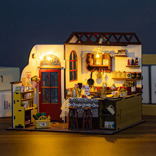 弘达diy小屋佩塔的厨房3d立体拼装书立建筑模型成人解压精致玩具