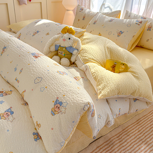 春夏新品高克重A类母婴泡芙纱泡泡皱皱纱棉四件套