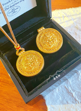 新中式国风古法金招财貔貅罗盘吊坠项链女古风毛衣链长款送女友礼