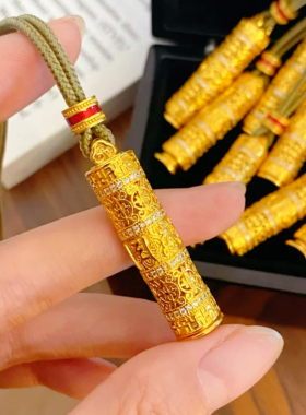 新中式 古法金花丝点钻镂空金佛吊坠项链轻奢高级感平安佛毛衣链