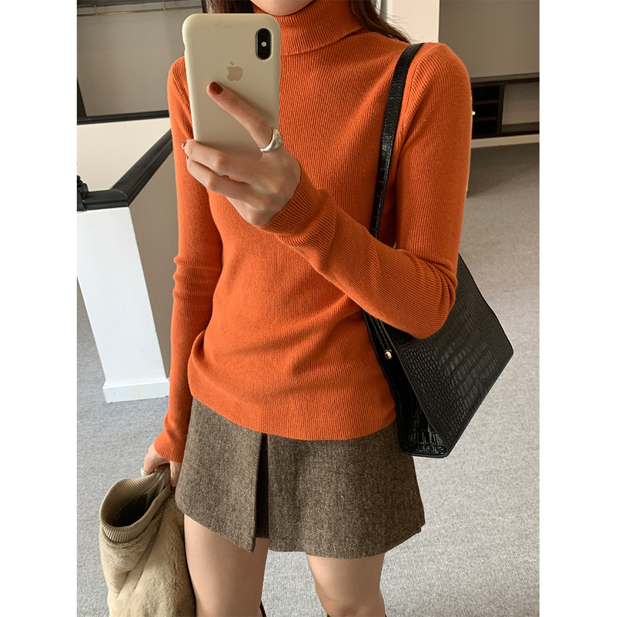 基础7色高领毛织打底衫