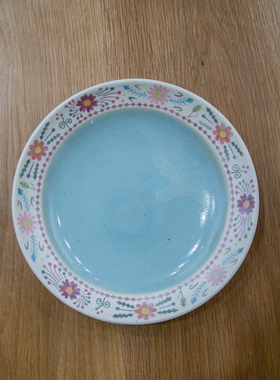 【月器】日本陶艺家岡本芳利作品 刺绣粗陶餐盘 深盘 沙拉盘 汤盘