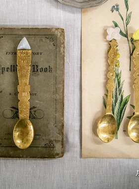 【月器】日本金工作家 itto 复古宝石黄铜餐具 叉子 勺子 餐勺