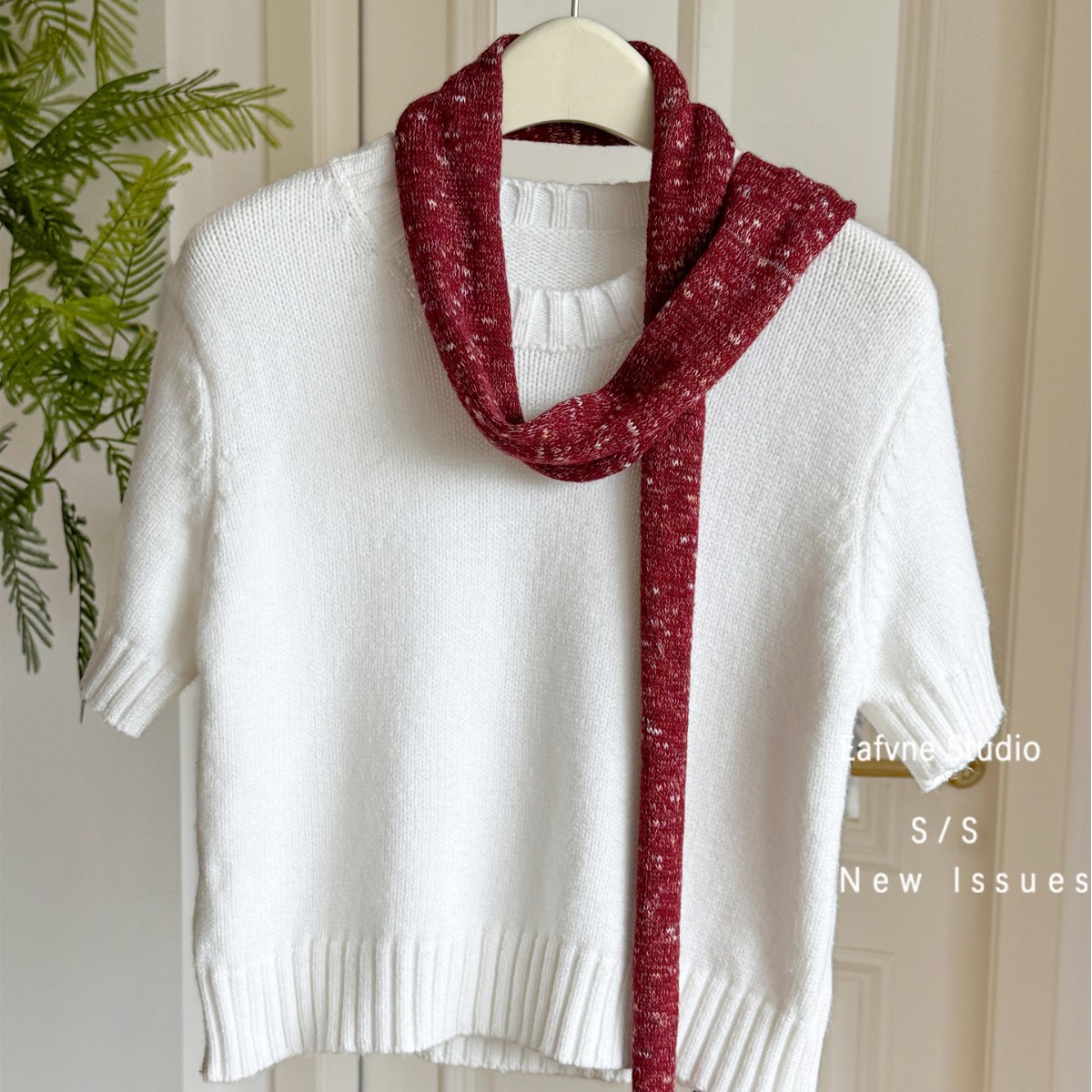 早秋新款复古彩点针织细窄腊肠长条围脖装饰围巾女百搭辣妹穿搭