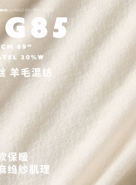 秋冬款珠感乱麻绉纱柔软厚保暖羊呢绒品牌布料长袖衫天丝羊毛面料