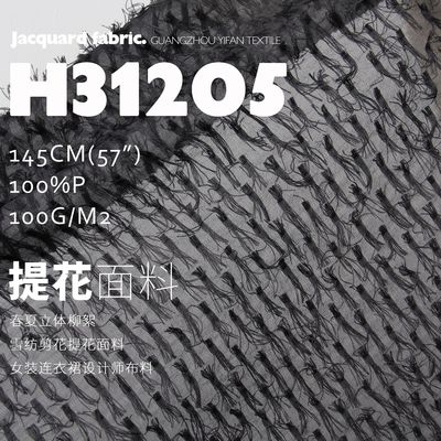 春夏立体柳絮雪纺剪花提花面料女装连衣裙设计师布料H31205