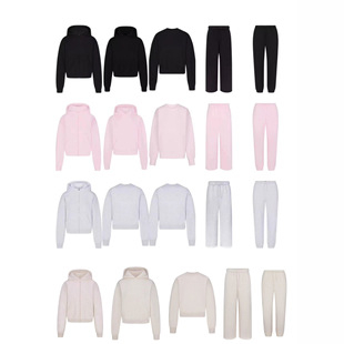 STAY宽松休闲连帽套装 休闲风宽松型纯色女士棉质保暖卫衣 长袖