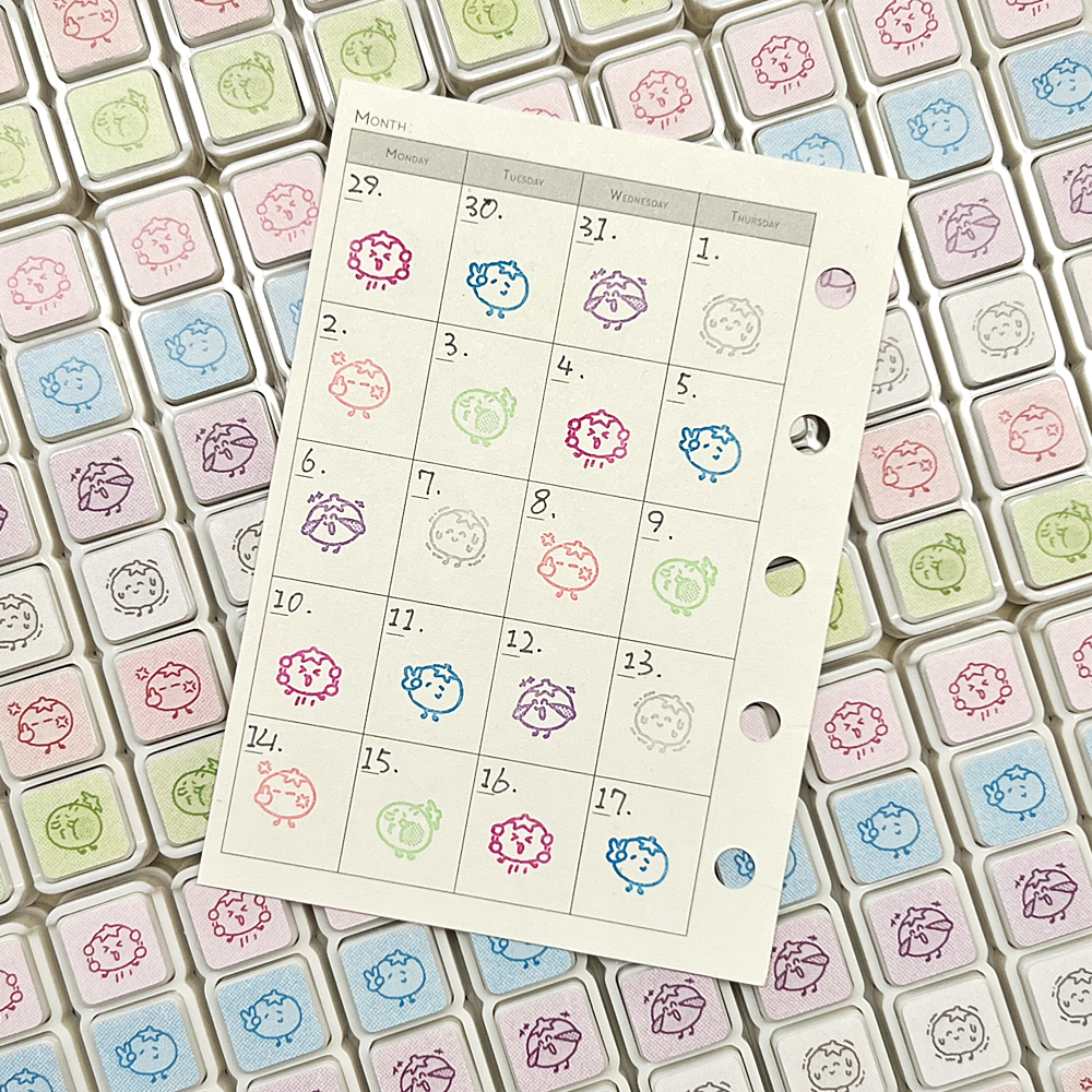 贰叁实验室 原创可爱小鼻嘎番茄表情第四弹打卡六联光敏印章