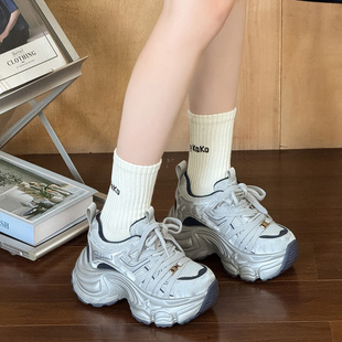 单鞋 尚金妮厚底老爹鞋 小个子显腿长增高9cm休闲鞋 新款 女2025秋季