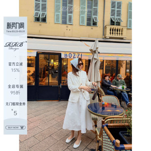 RRB 亚麻混纺宽松显瘦镂空花边半身裙松紧腰大摆裙中长裙 Design