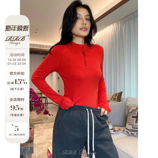 小立领拉链休闲运动长袖 秋冬修身 百搭T恤上衣 Design RRB