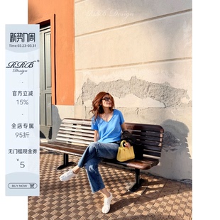 V领短袖 RRB 显瘦经典 100%棉修身 T恤纯色休闲亲肤百搭上衣 Design