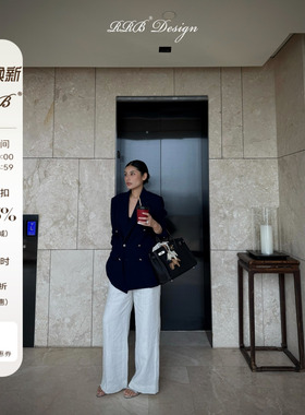 RRB Design“白开水”100% 色织法国亚麻松弛显瘦白色长裤阔腿裤