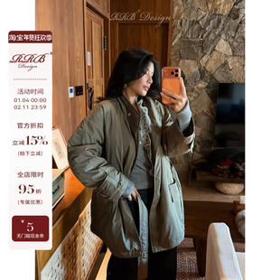 RRB Design 宽松显瘦立领90白鹅绒保暖百搭长袖白鹅绒羽绒服