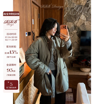 RRB Design 宽松显瘦立领90白鹅绒保暖百搭长袖白鹅绒羽绒服