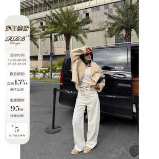 RRB Design加厚自发热德绒锁温复古洗水休闲百搭直筒微弯刀牛仔裤