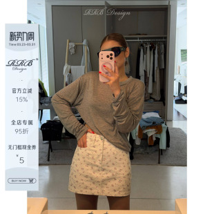 高腰花色短裙 RRB 显瘦碎花半身裙 100%棉修身 百搭A字裙 Design