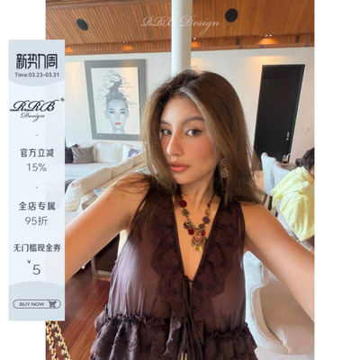 RRB Design 立体钩花蕾丝衫 浪漫荷叶边精致内搭上衣